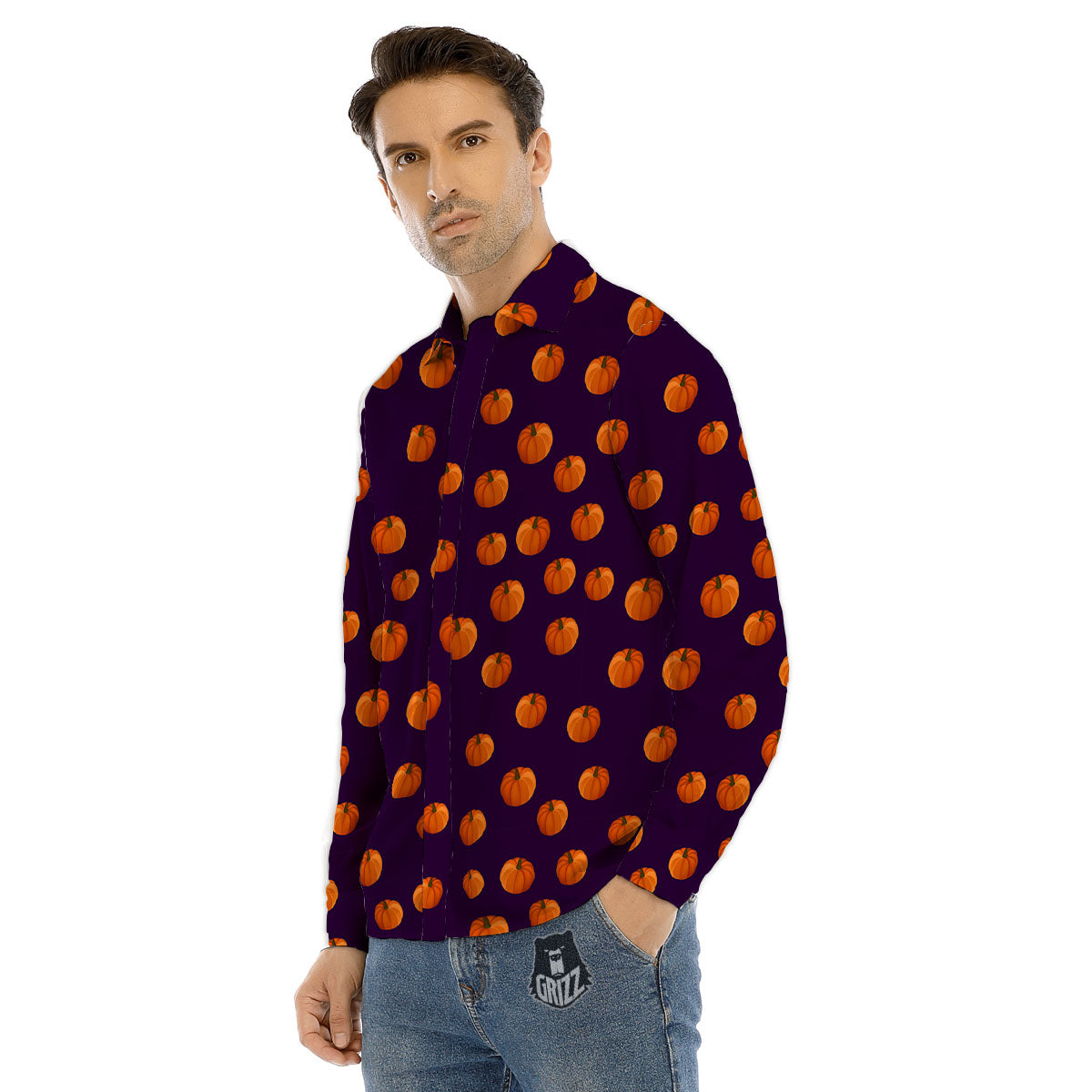 Pumpkin Little Print Pattern Men's Dress Shirts-grizzshop