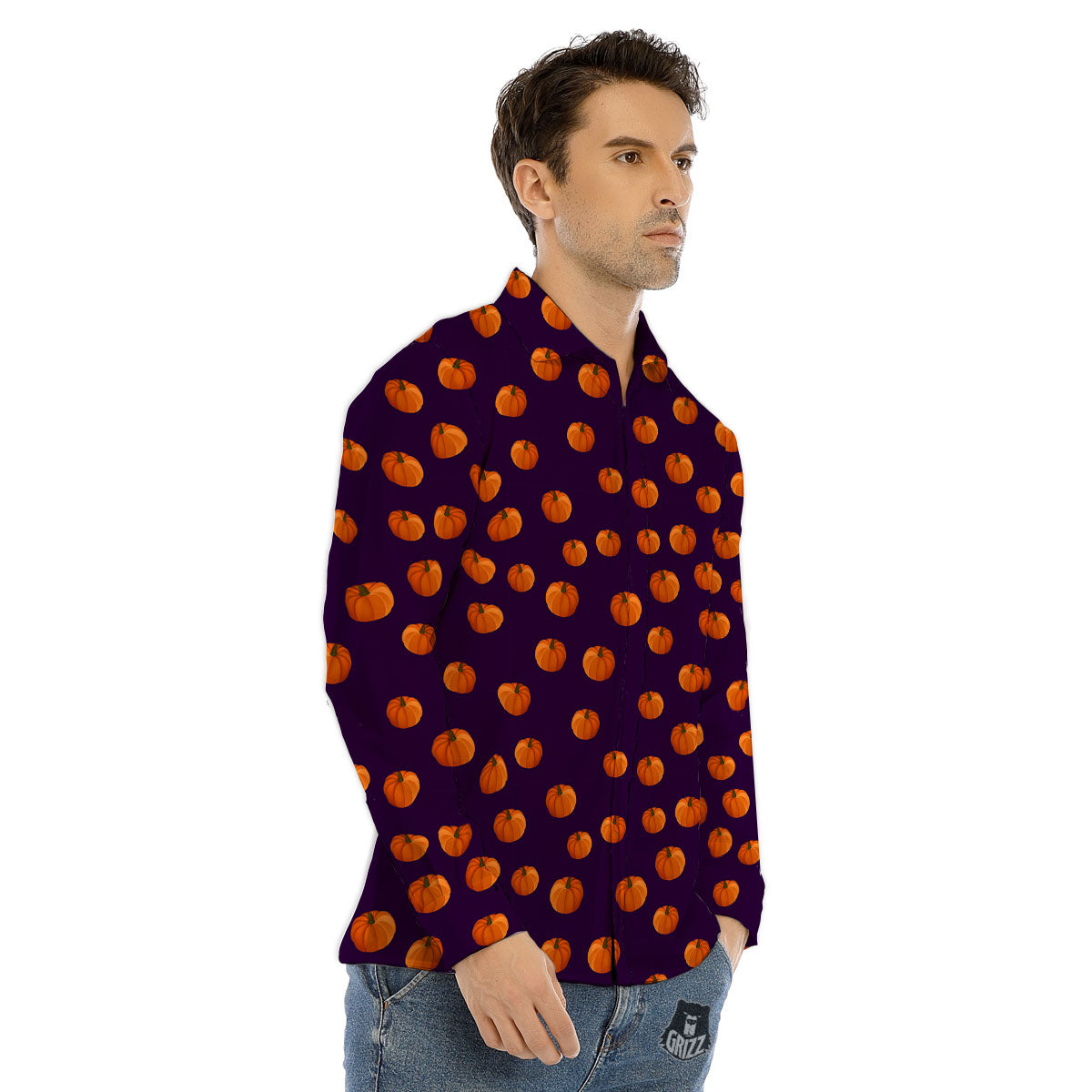 Pumpkin Little Print Pattern Men's Dress Shirts-grizzshop