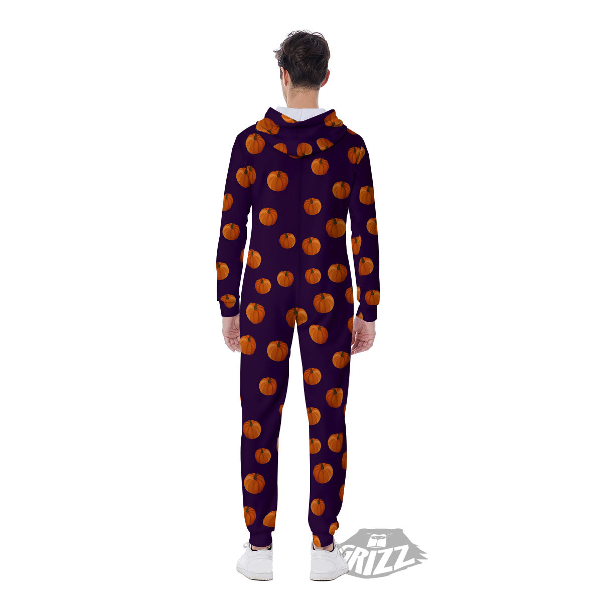 Pumpkin Little Print Pattern Men's Jumpsuit-grizzshop