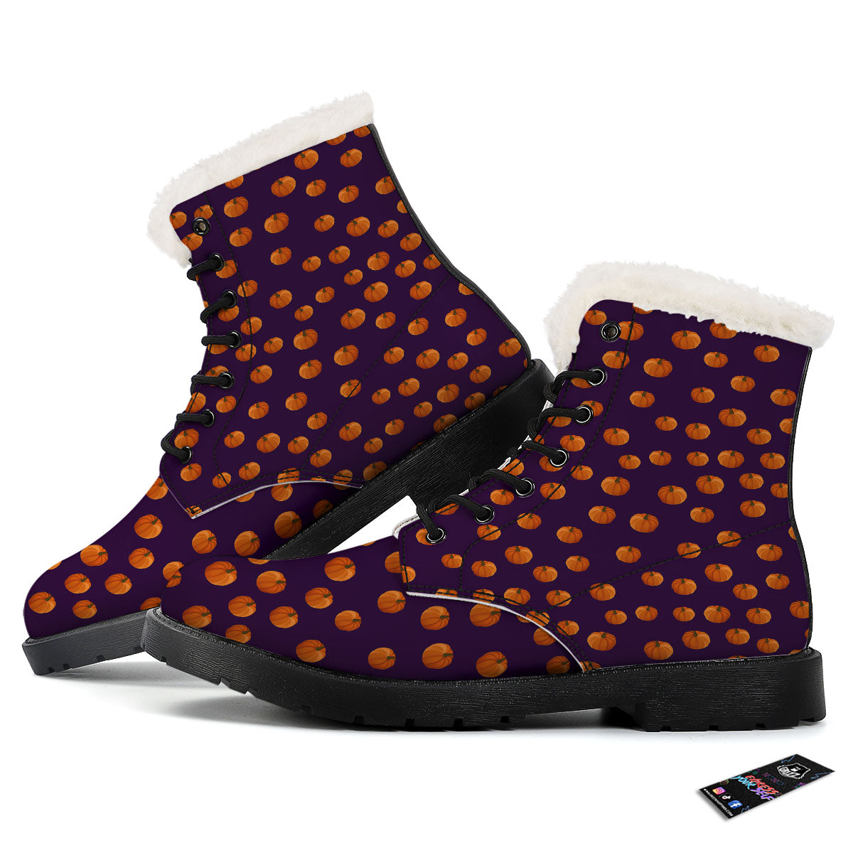 Pumpkin Little Print Pattern Winter Boots-grizzshop