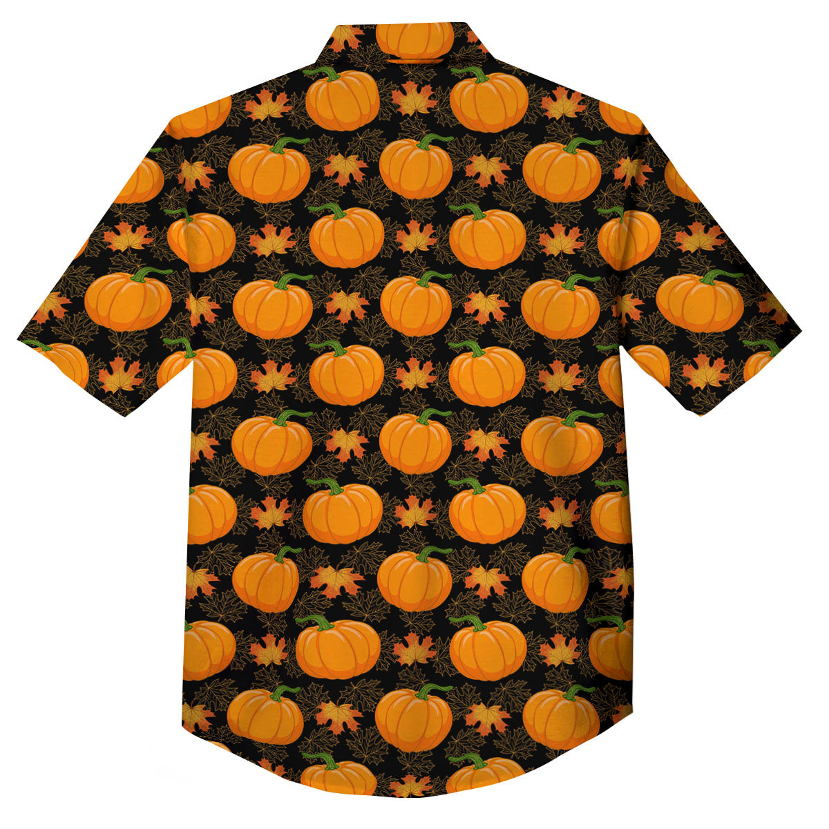 Pumpkin Orange Print Pattern Button Up Shirt-grizzshop