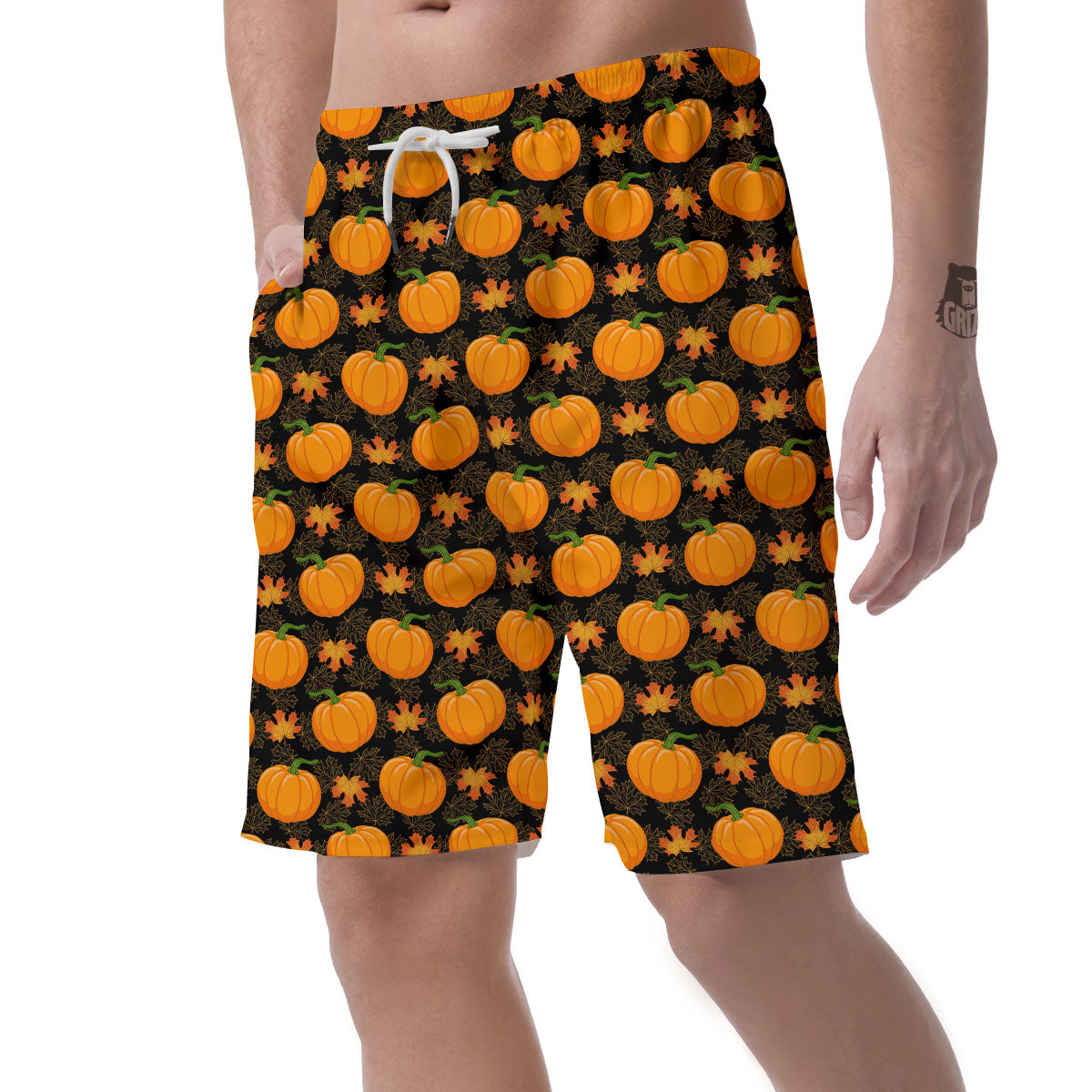 Pumpkin Orange Print Pattern Men's Shorts-grizzshop