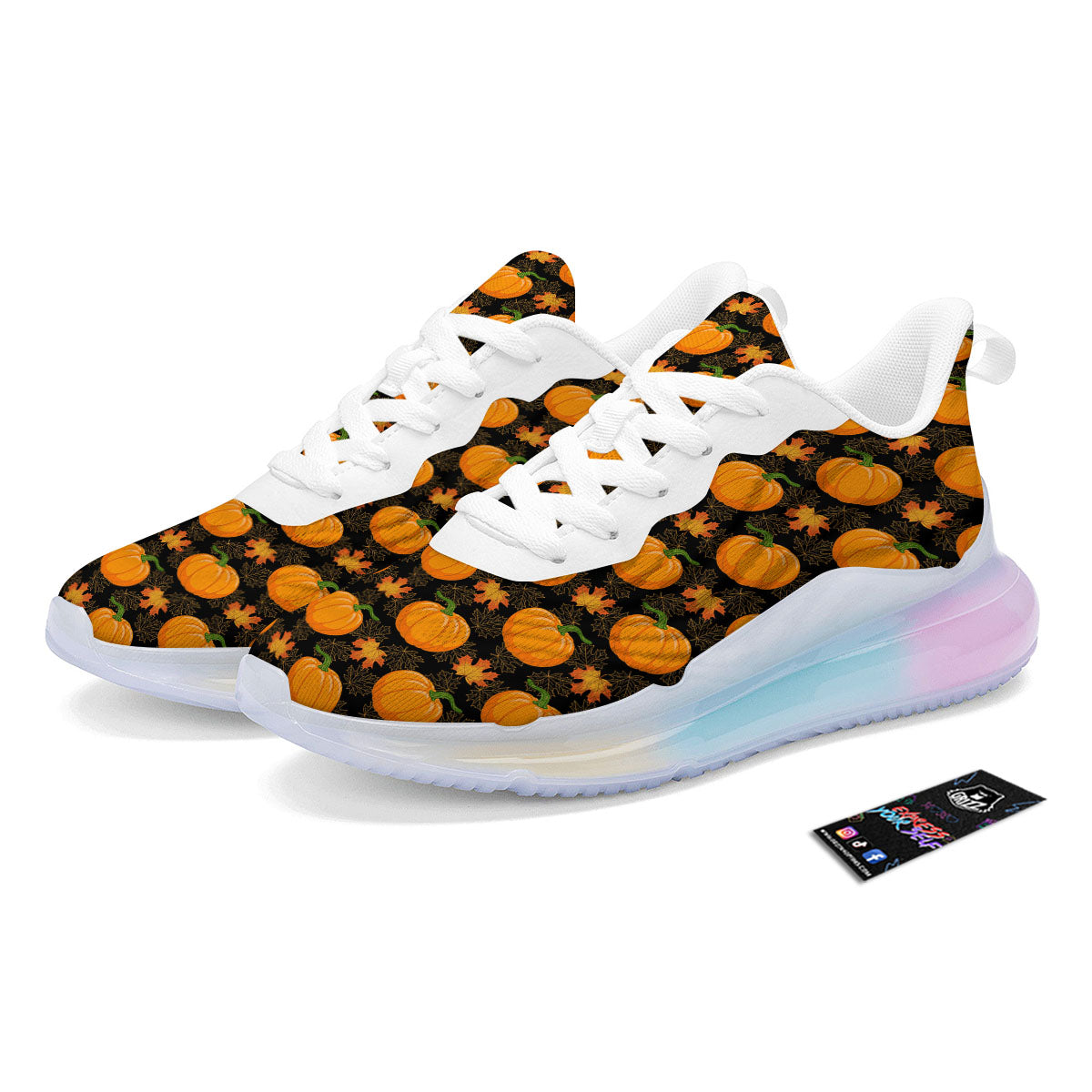Pumpkin Orange Print Pattern Running Sneakers-grizzshop