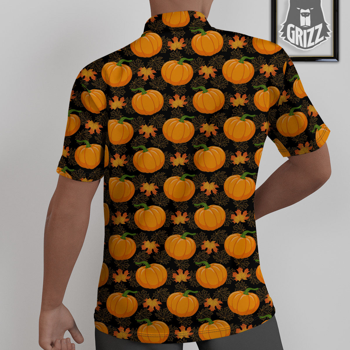 Pumpkin Orange Print Pattern Untucked Shirts-grizzshop