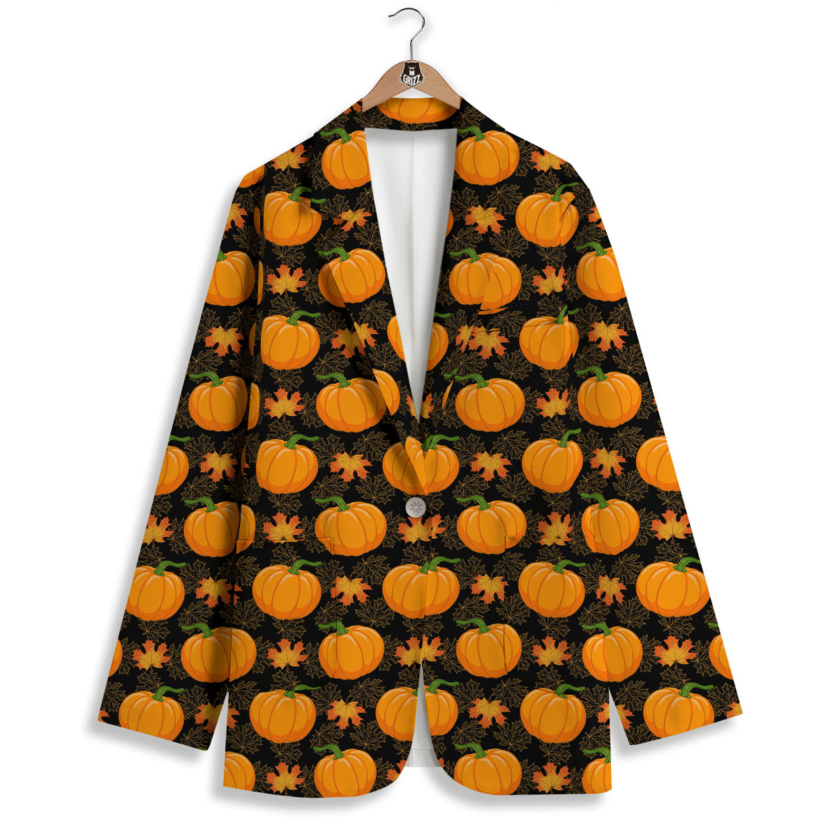 Pumpkin Orange Print Pattern Women's Blazer-grizzshop