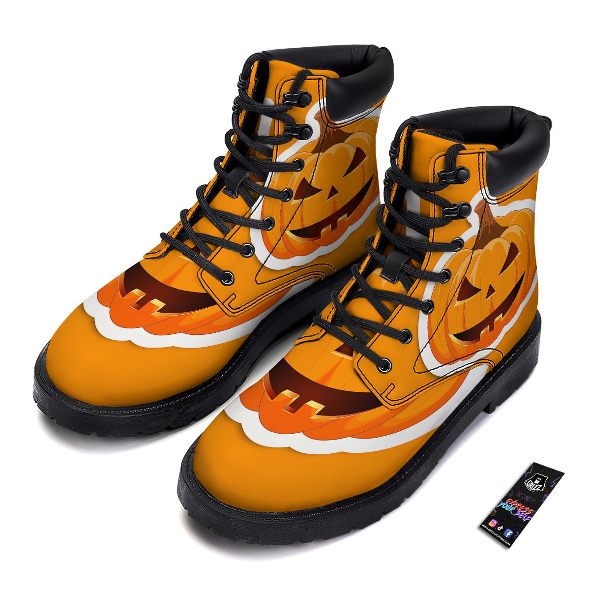 Pumpkin Print Boots-grizzshop