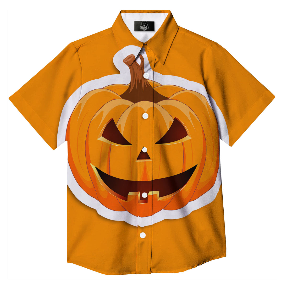 Pumpkin Print Button Up Shirt-grizzshop