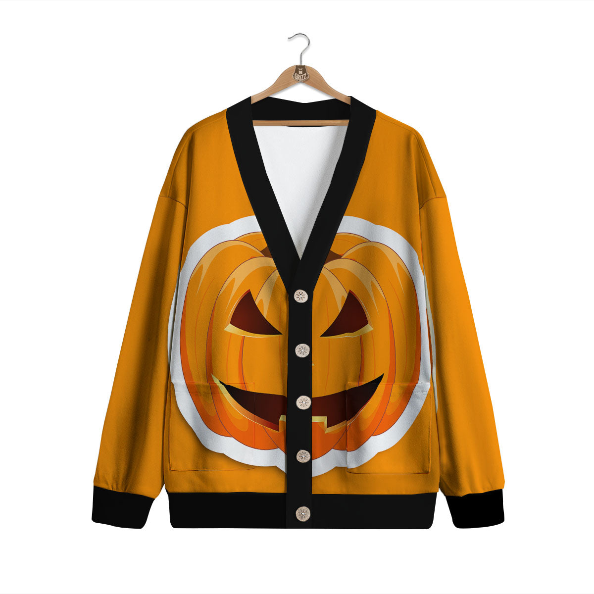 Pumpkin Print Cardigan-grizzshop