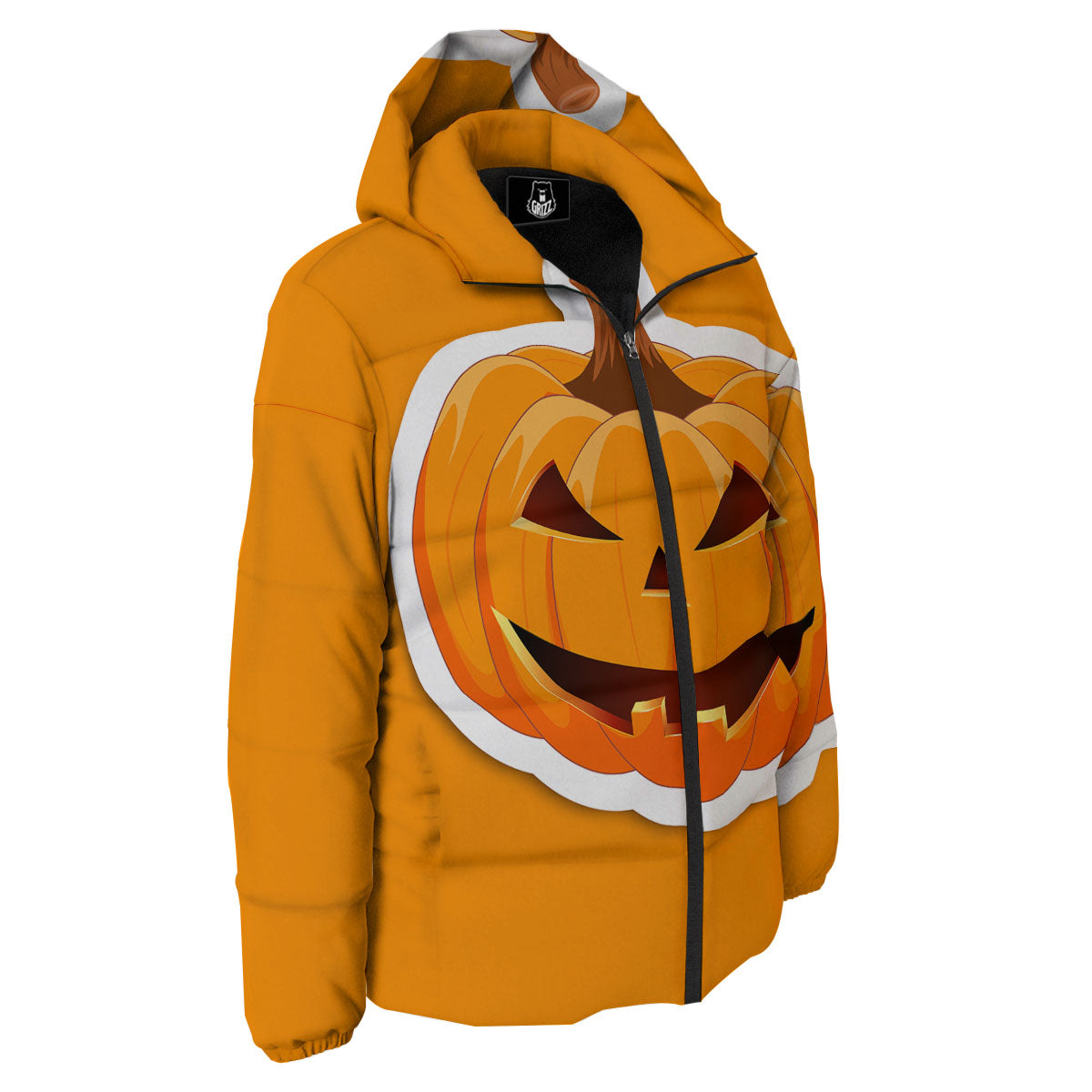 Pumpkin Print Down Jacket-grizzshop