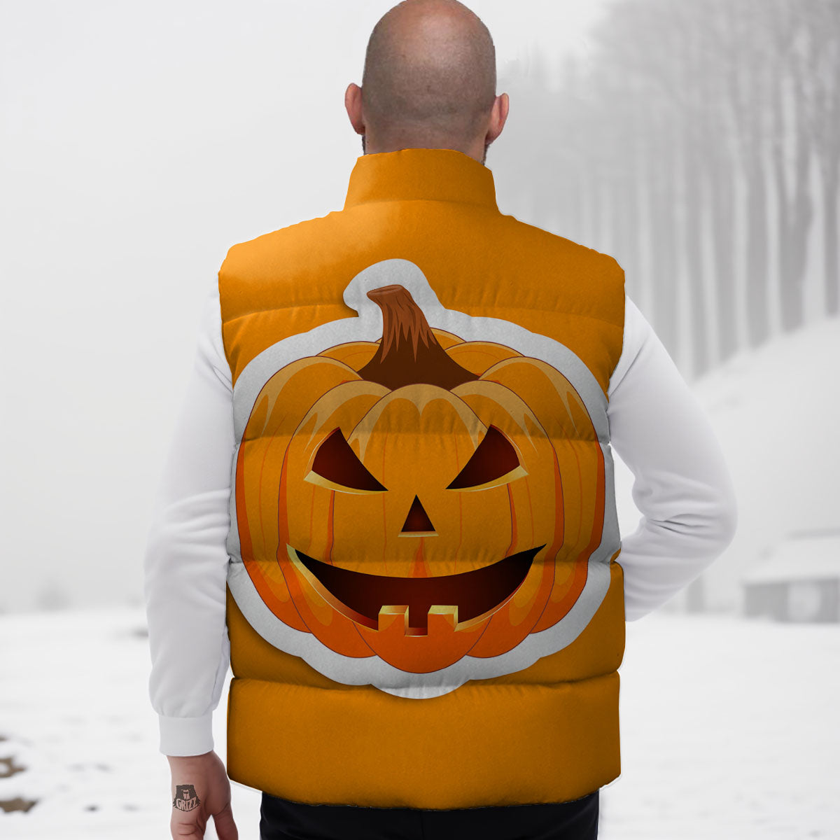 Pumpkin Print Down Vest