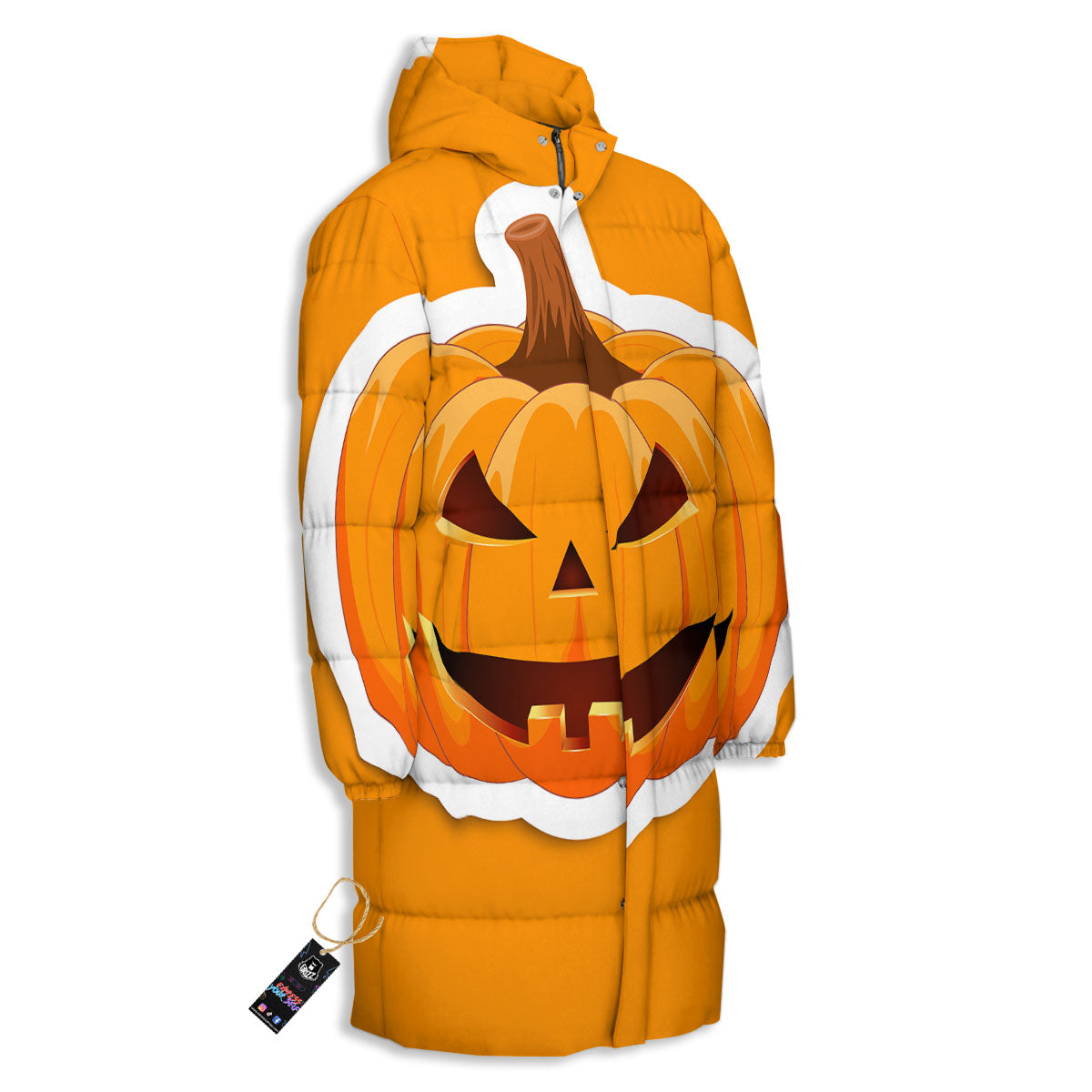 Pumpkin Print Long Down Jacket-grizzshop