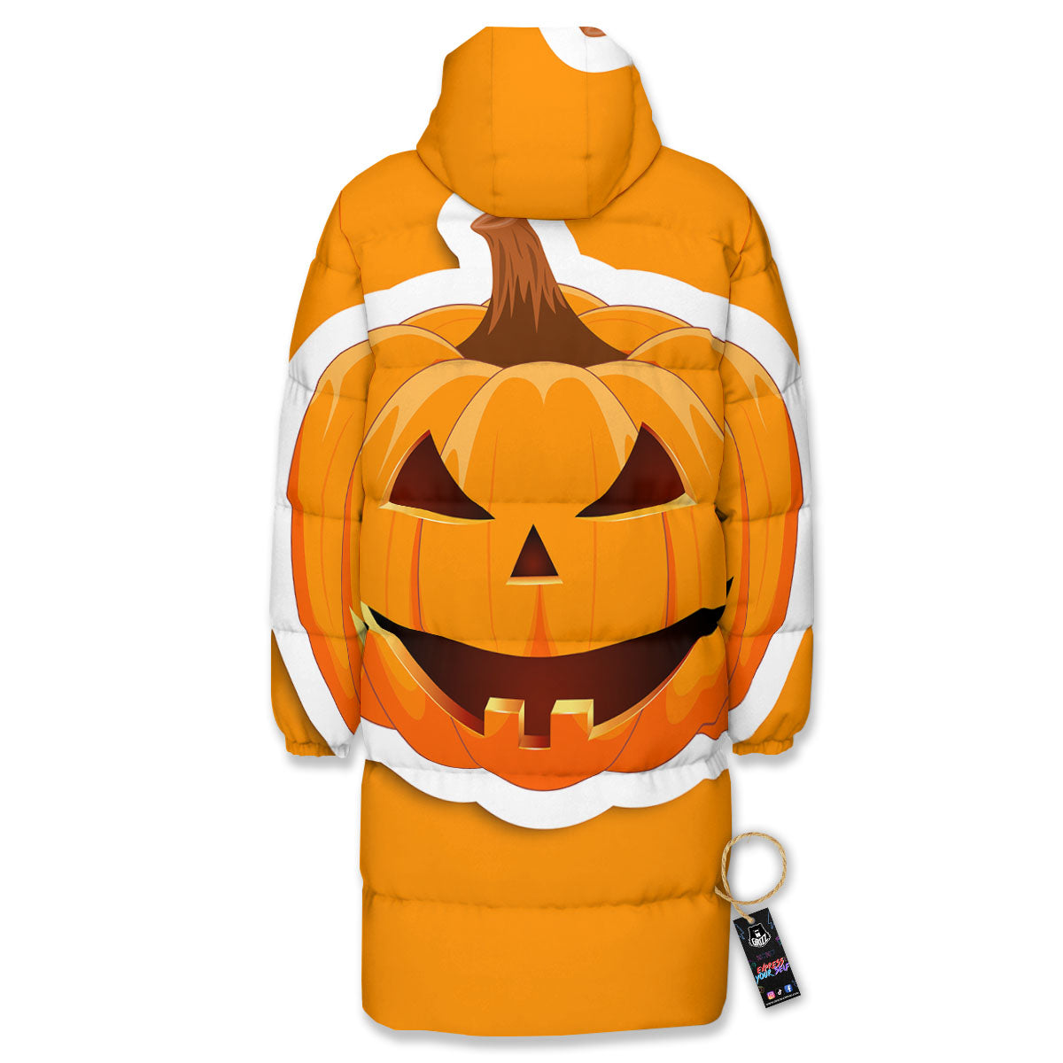 Pumpkin Print Long Down Jacket-grizzshop