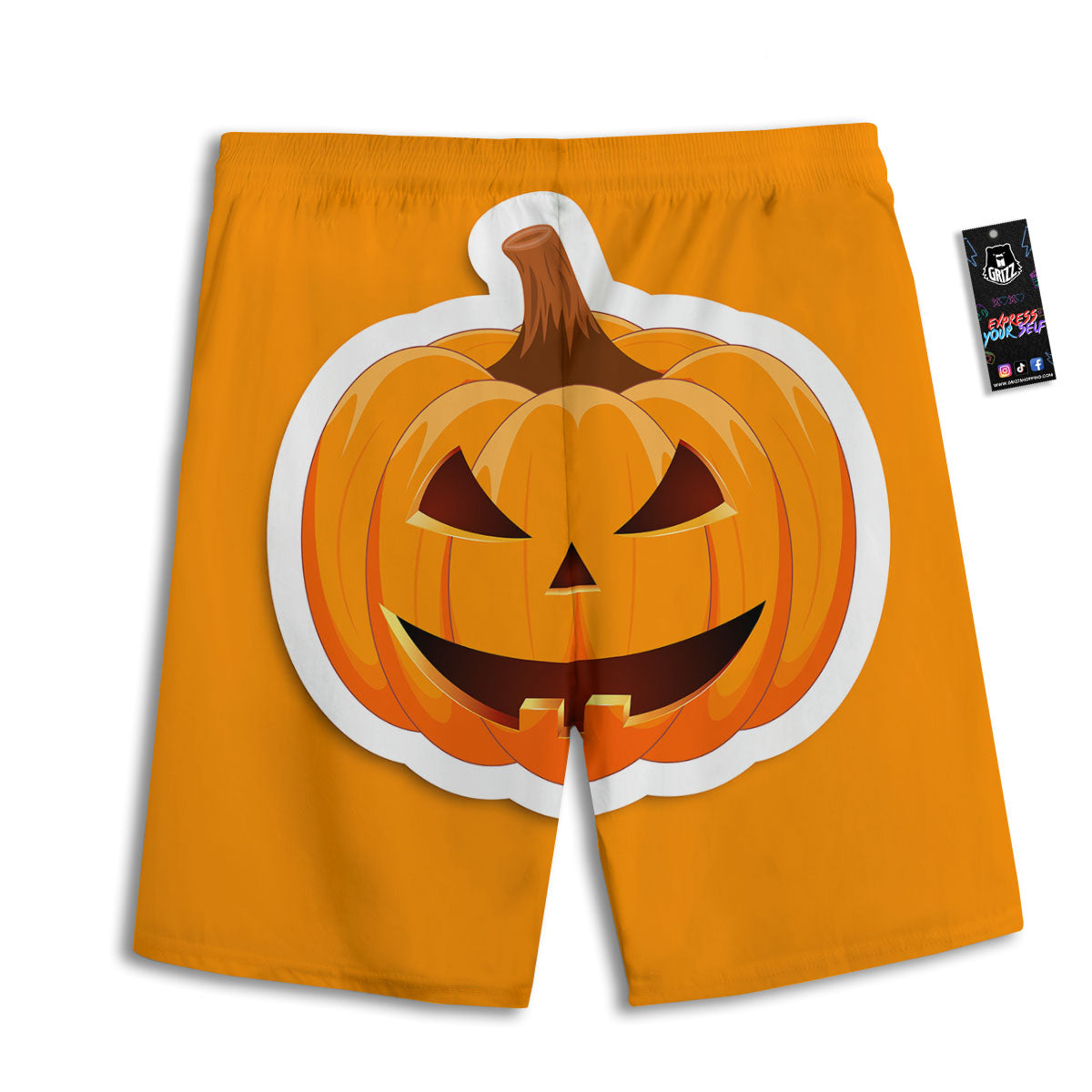 Pumpkin Print Men's Athletic Shorts