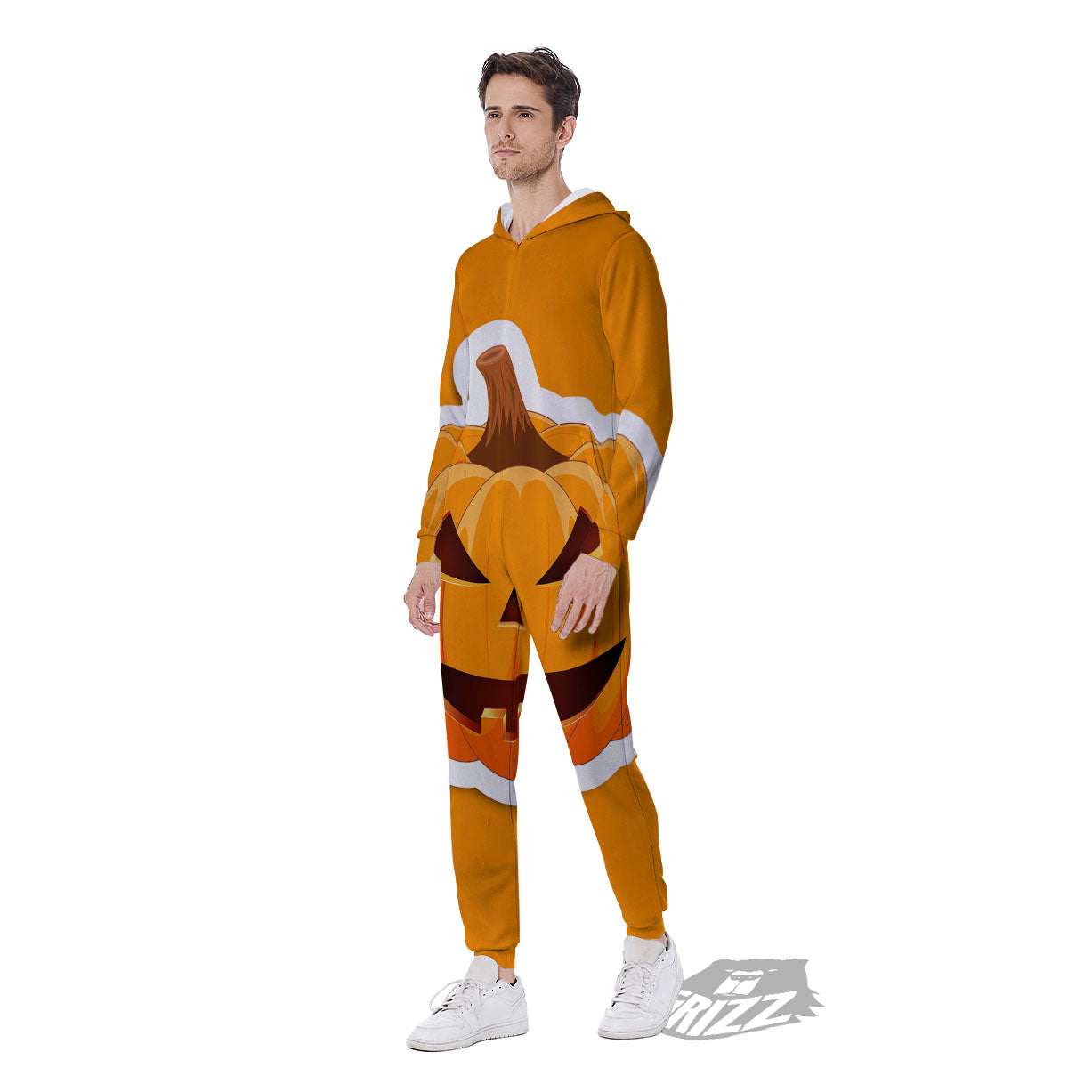 Pumpkin Print Men's Jumpsuit-grizzshop