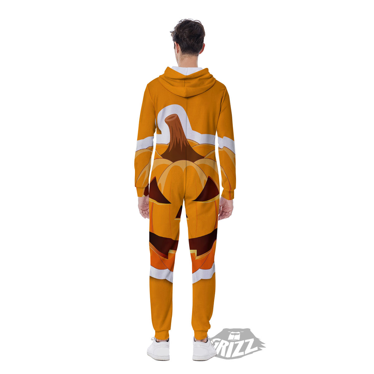 Pumpkin Print Men's Jumpsuit-grizzshop
