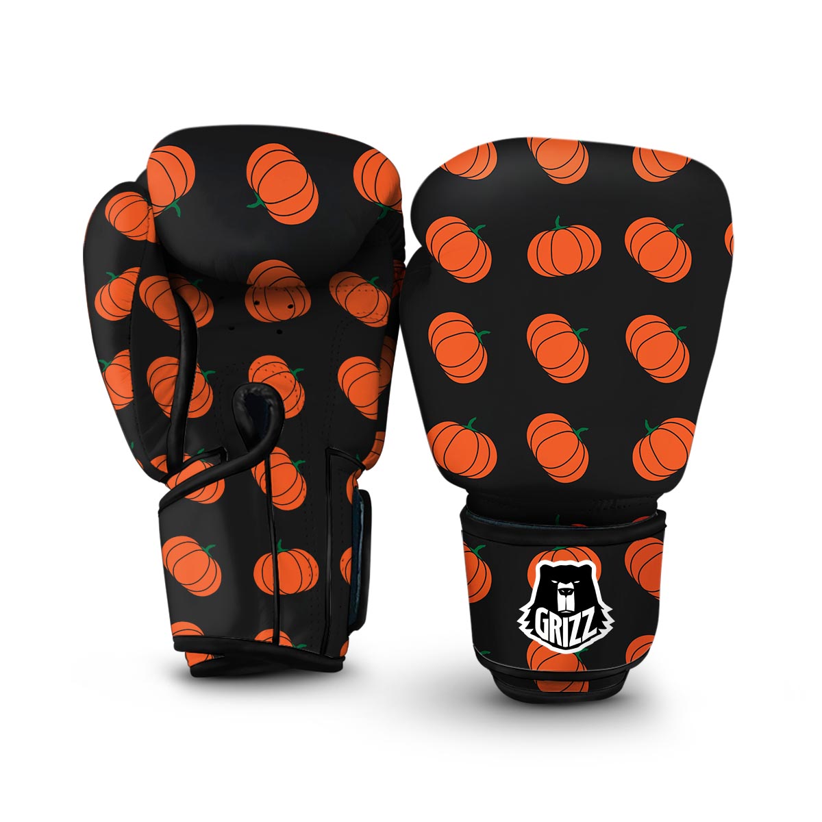 Pumpkin Print Pattern Boxing Gloves-grizzshop