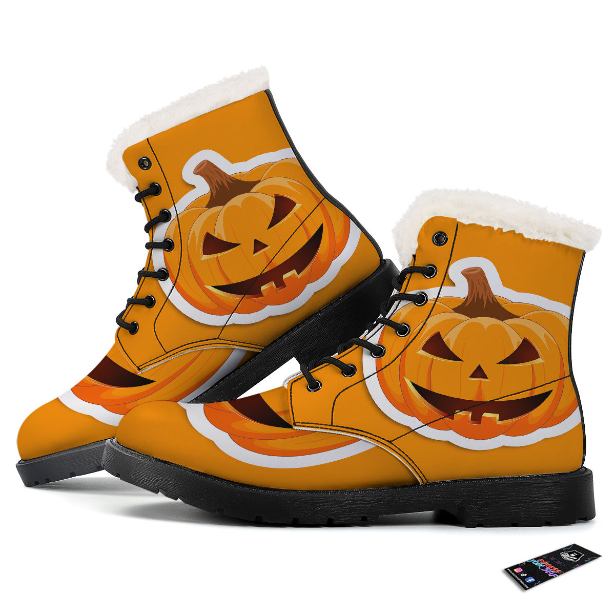 Pumpkin Print Winter Boots-grizzshop
