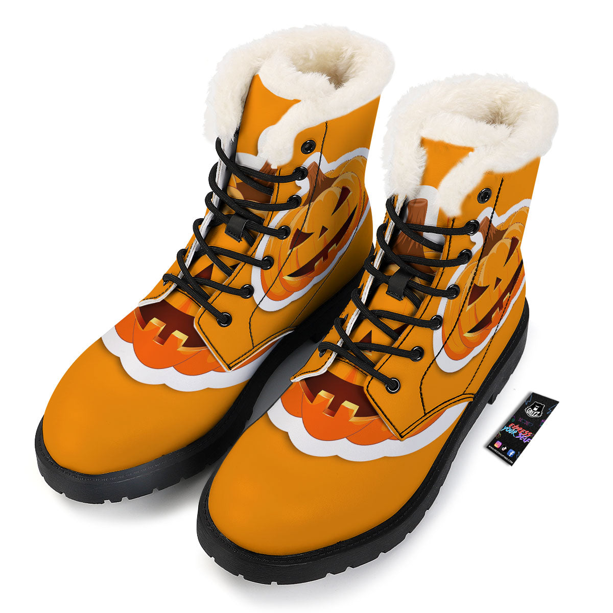 Pumpkin Print Winter Boots-grizzshop