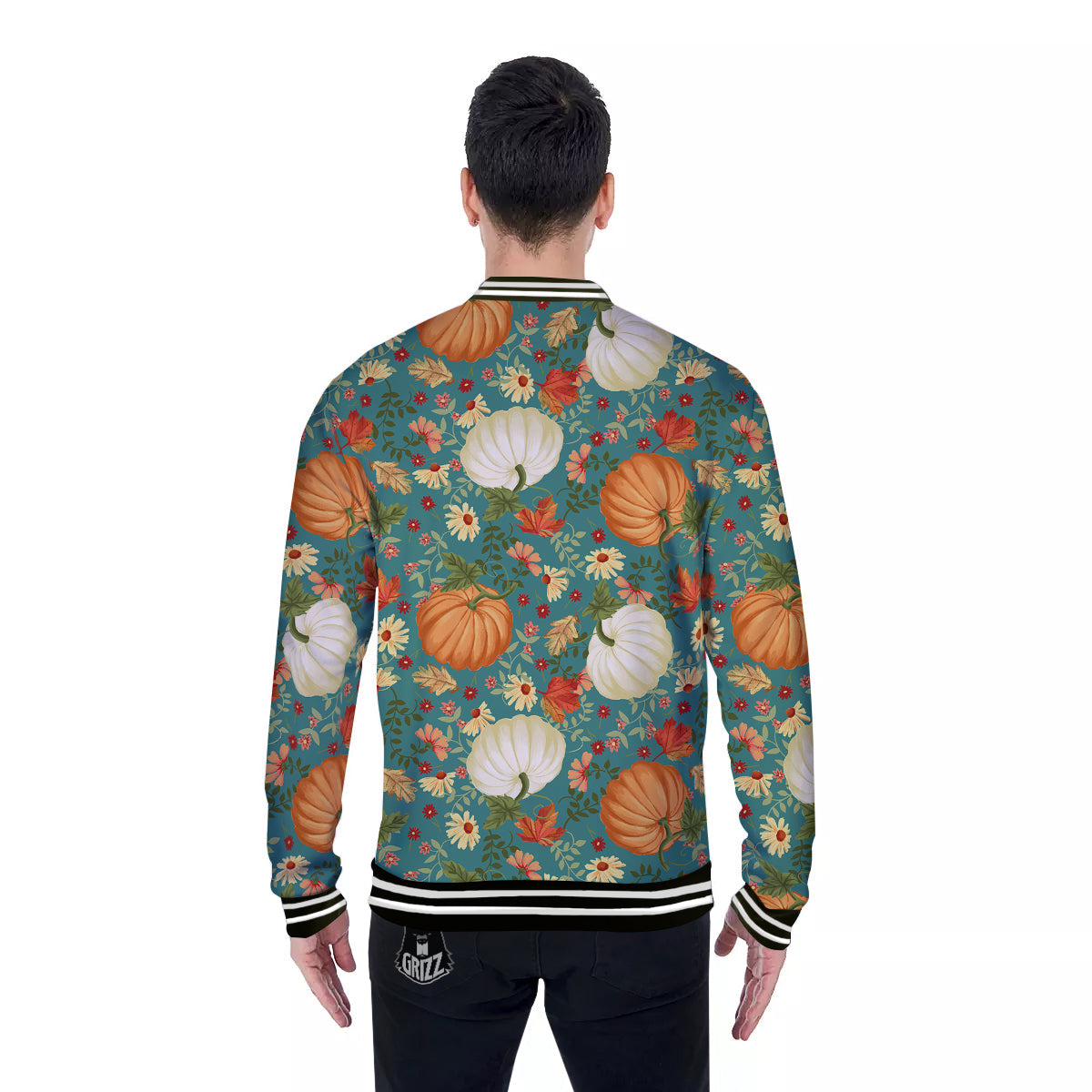 Pumpkin Vintage Print Pattern Baseball Jacket-grizzshop