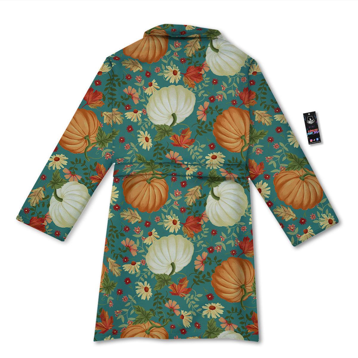 Pumpkin Vintage Print Pattern Bathrobe-grizzshop