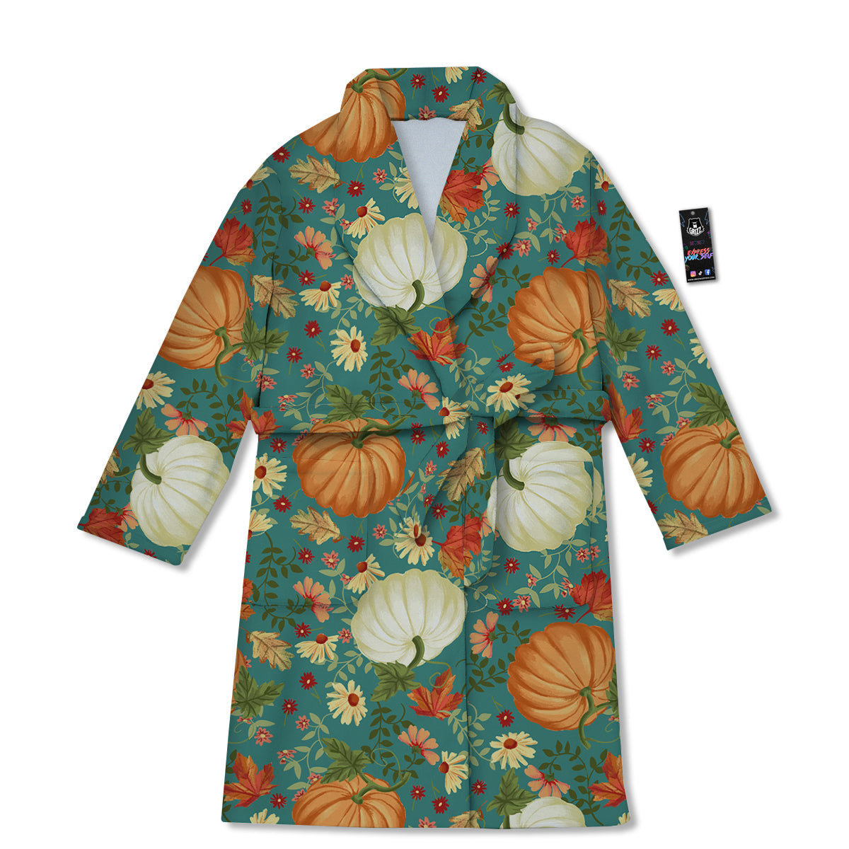 Pumpkin Vintage Print Pattern Bathrobe-grizzshop