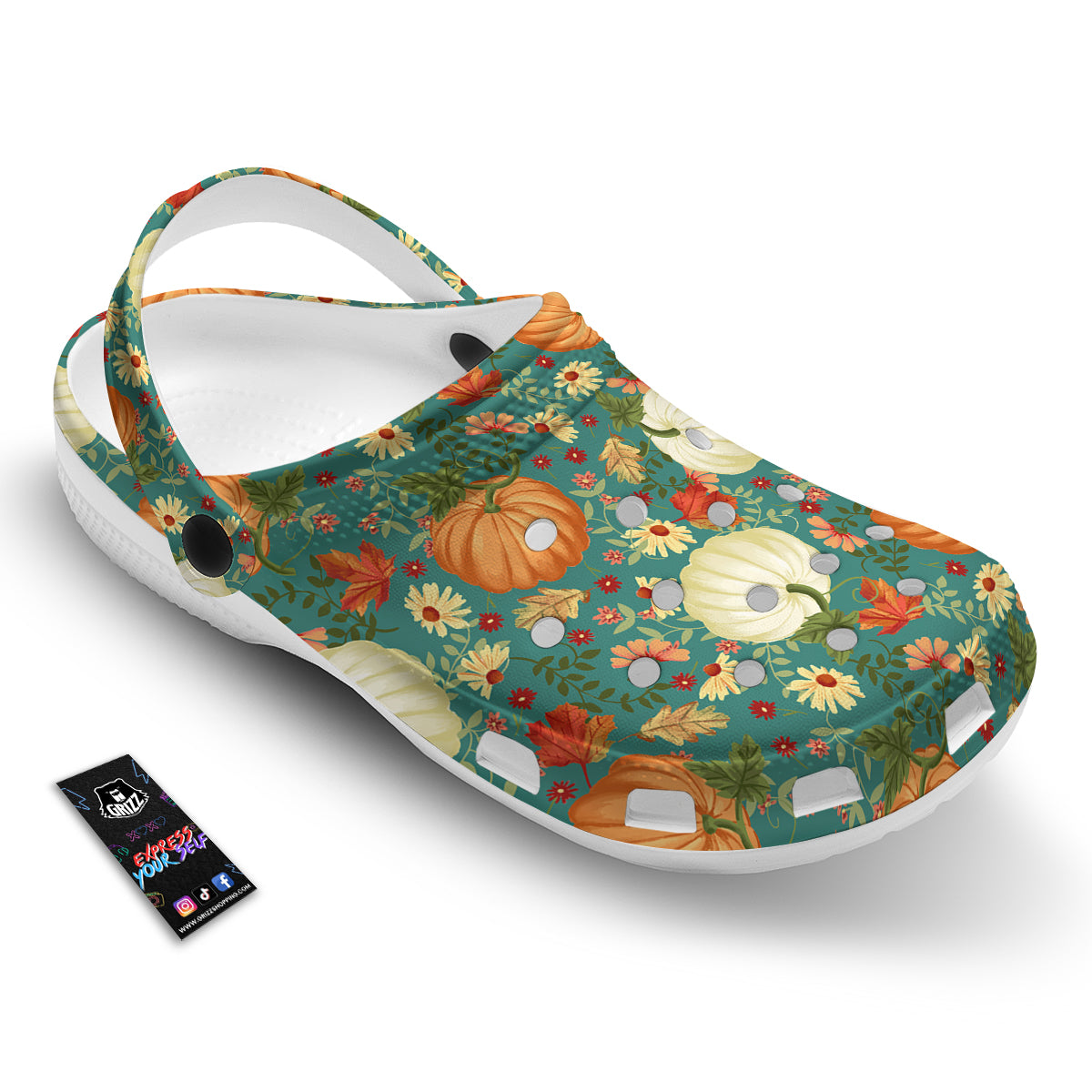 Pumpkin Vintage Print Pattern Clog-grizzshop