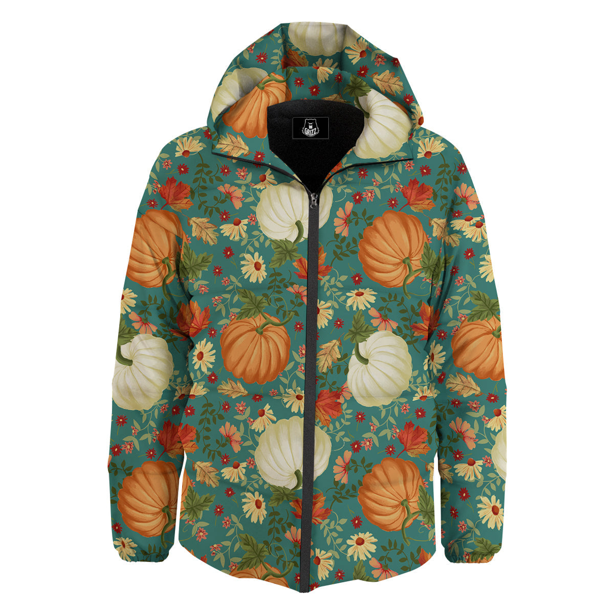 Pumpkin Vintage Print Pattern Down Jacket-grizzshop