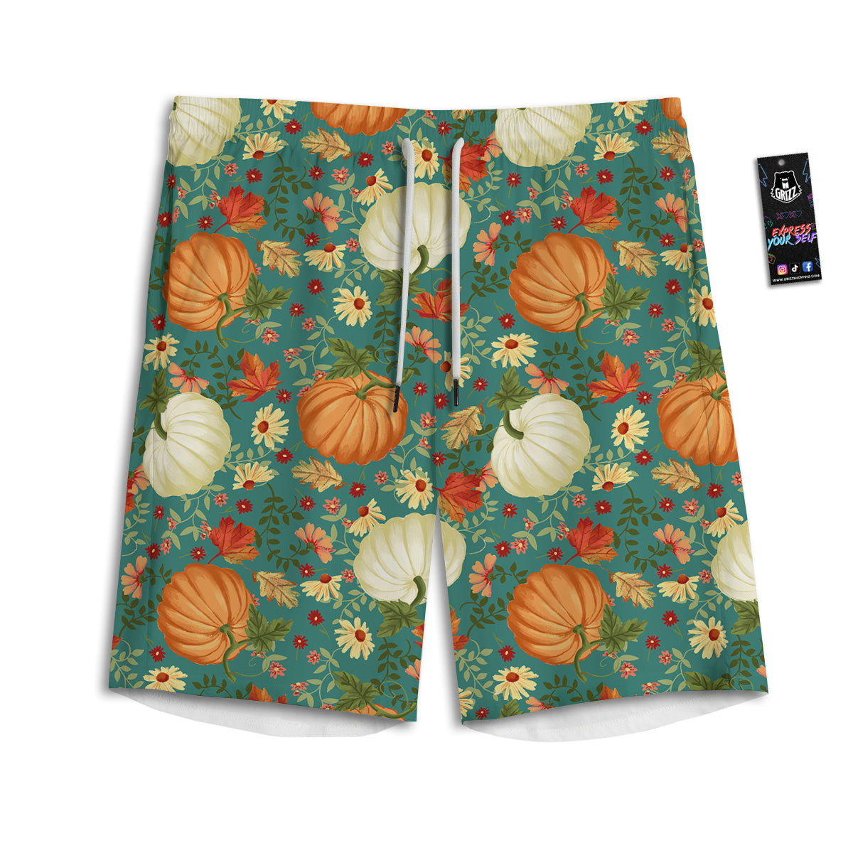 Pumpkin Vintage Print Pattern Men's Athletic Shorts