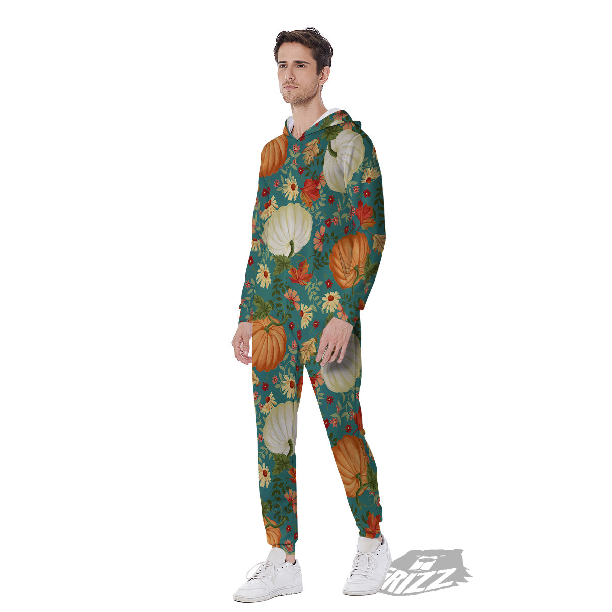 Pumpkin Vintage Print Pattern Men's Jumpsuit-grizzshop