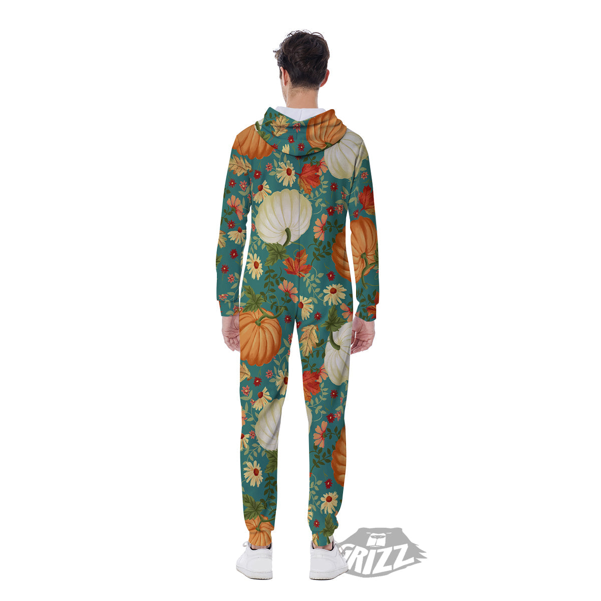 Pumpkin Vintage Print Pattern Men's Jumpsuit-grizzshop