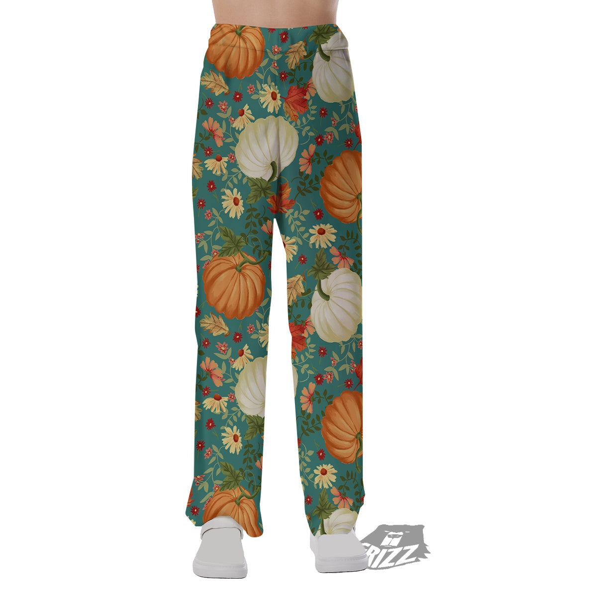 Pumpkin Vintage Print Pattern Pajama Pants-grizzshop