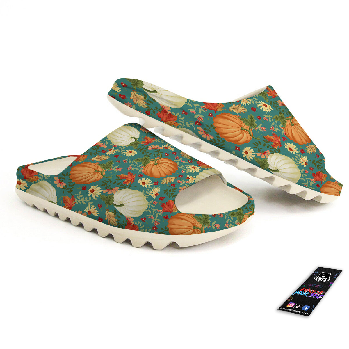 Pumpkin Vintage Print Pattern Sandals-grizzshop