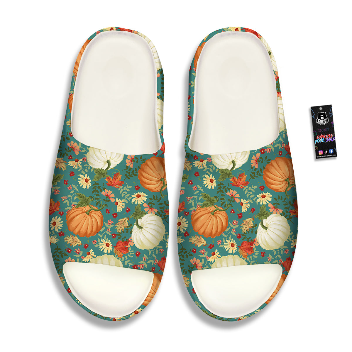 Pumpkin Vintage Print Pattern Sandals-grizzshop