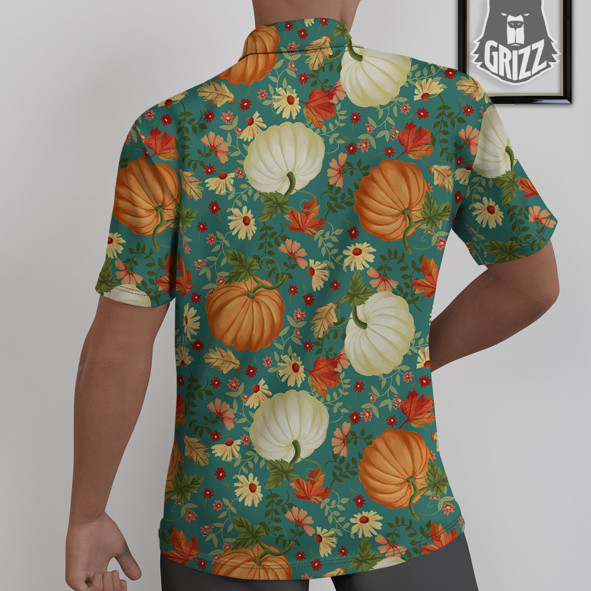 Pumpkin Vintage Print Pattern Untucked Shirts-grizzshop