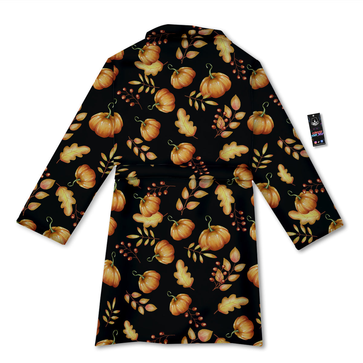 Pumpkin Watercolor Print Pattern Bathrobe-grizzshop