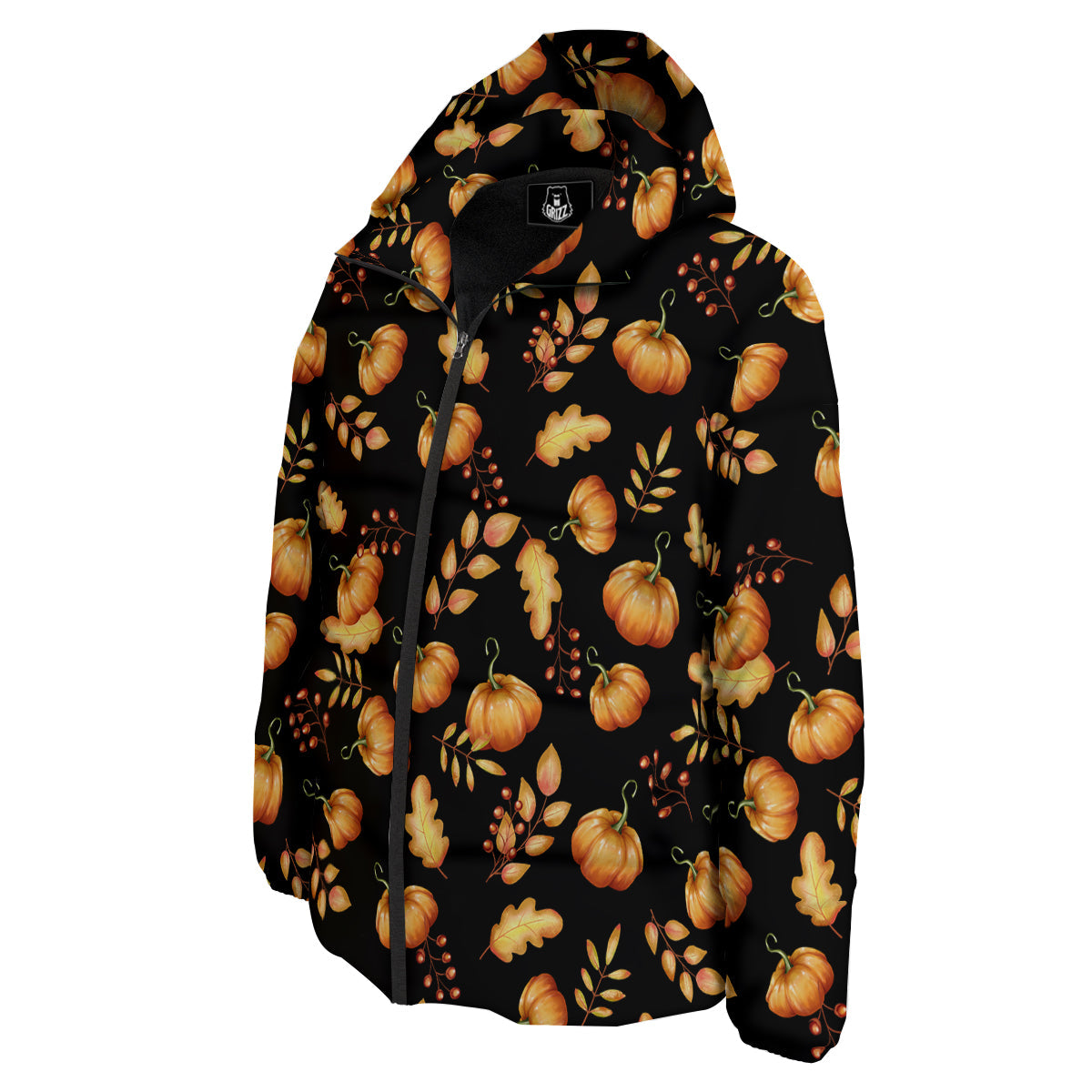 Pumpkin Watercolor Print Pattern Down Jacket-grizzshop