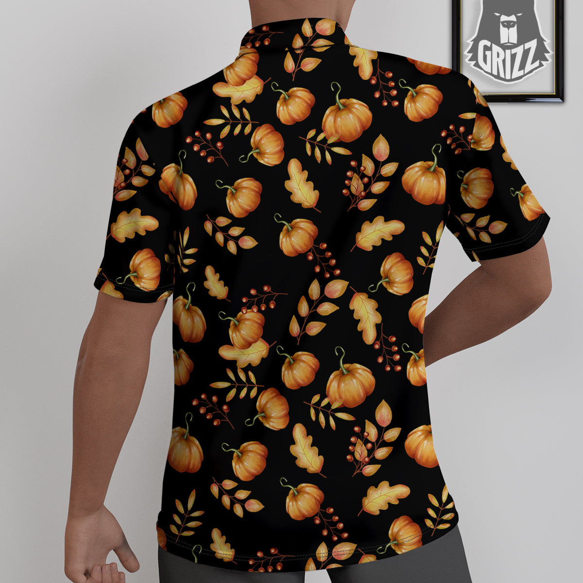 Pumpkin Watercolor Print Pattern Untucked Shirts-grizzshop