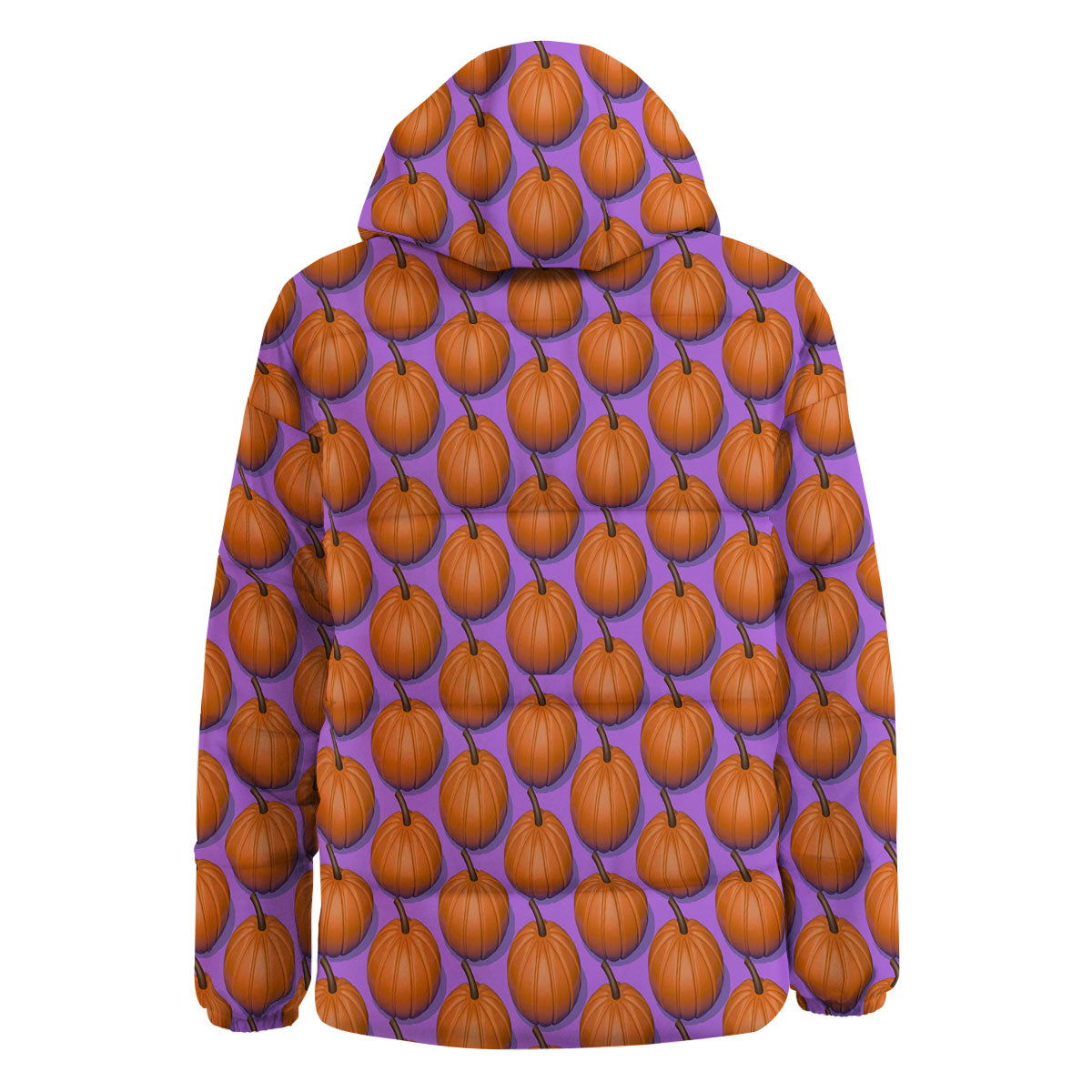Pumpkin Wave Print Pattern Down Jacket-grizzshop