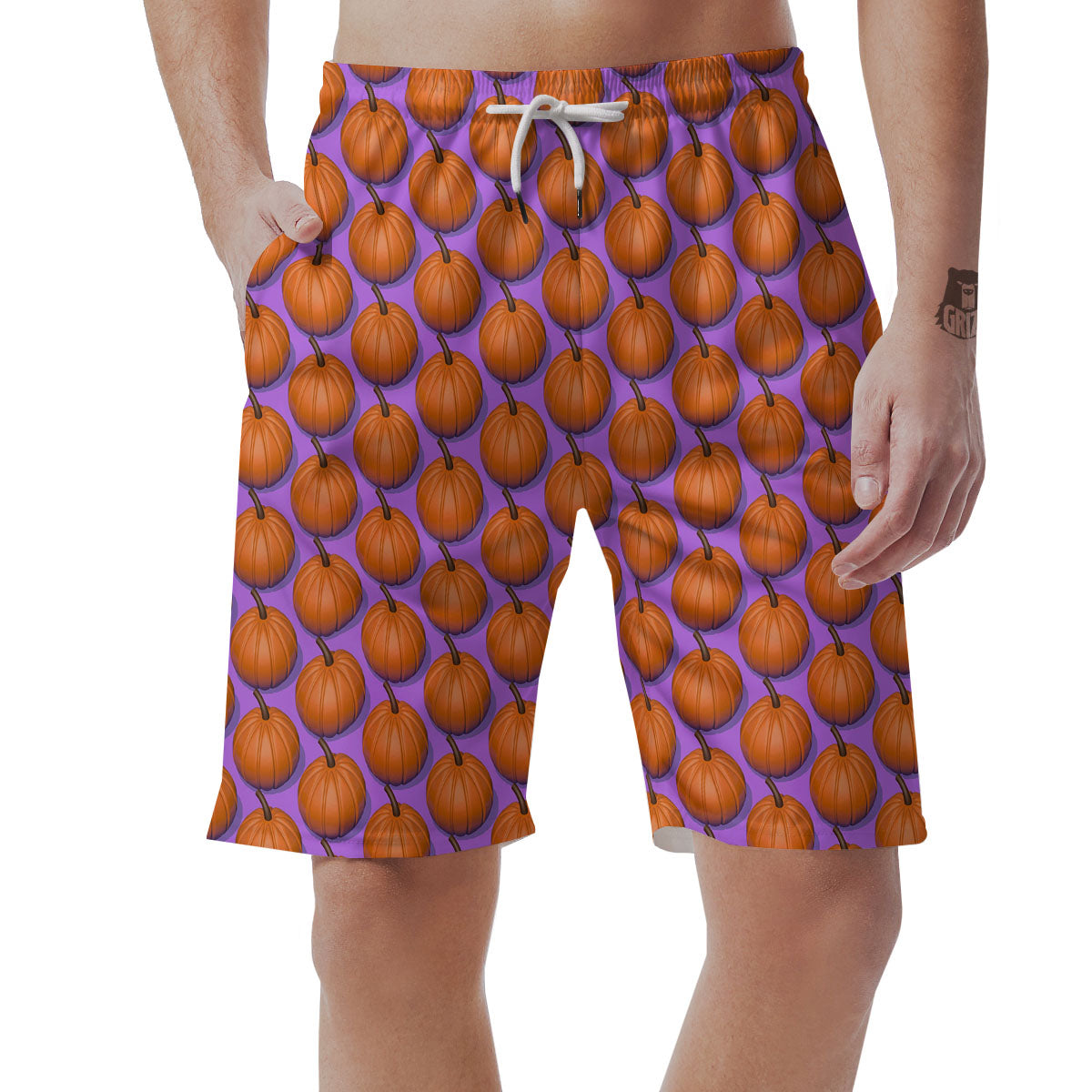 Pumpkin Wave Print Pattern Men's Shorts-grizzshop