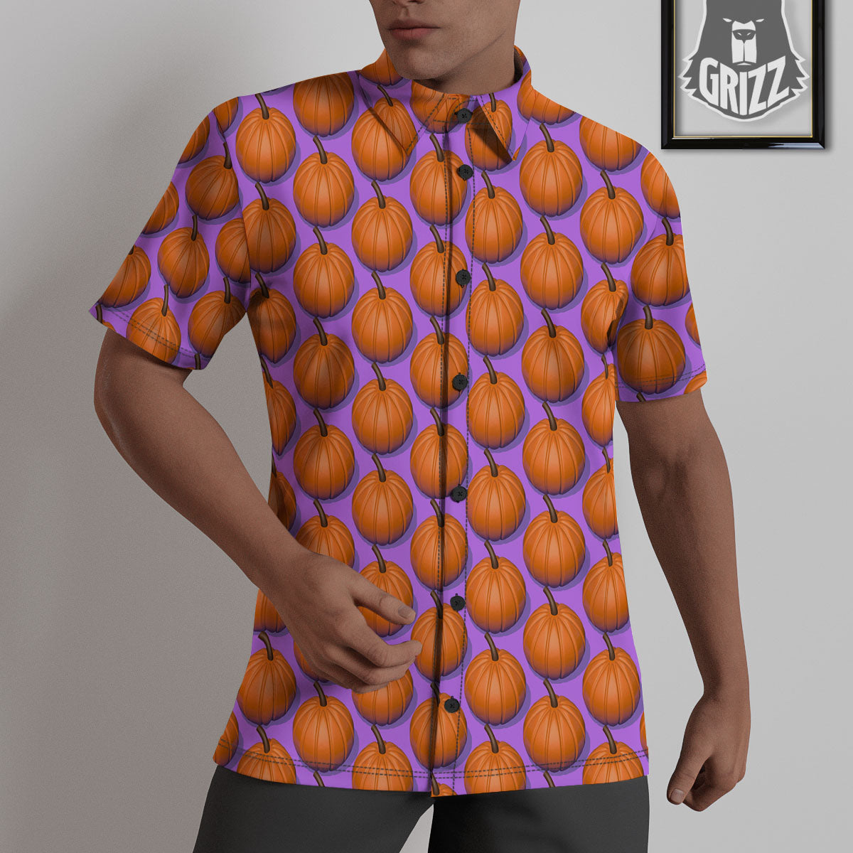 Pumpkin Wave Print Pattern Untucked Shirts-grizzshop