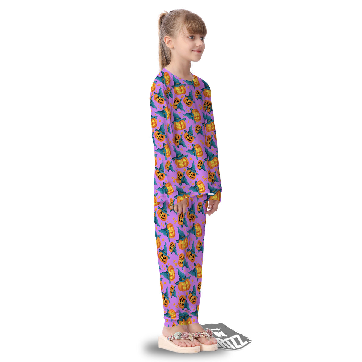 Pumpkin Witch Halloween Cute Print Kid's Pajamas-grizzshop