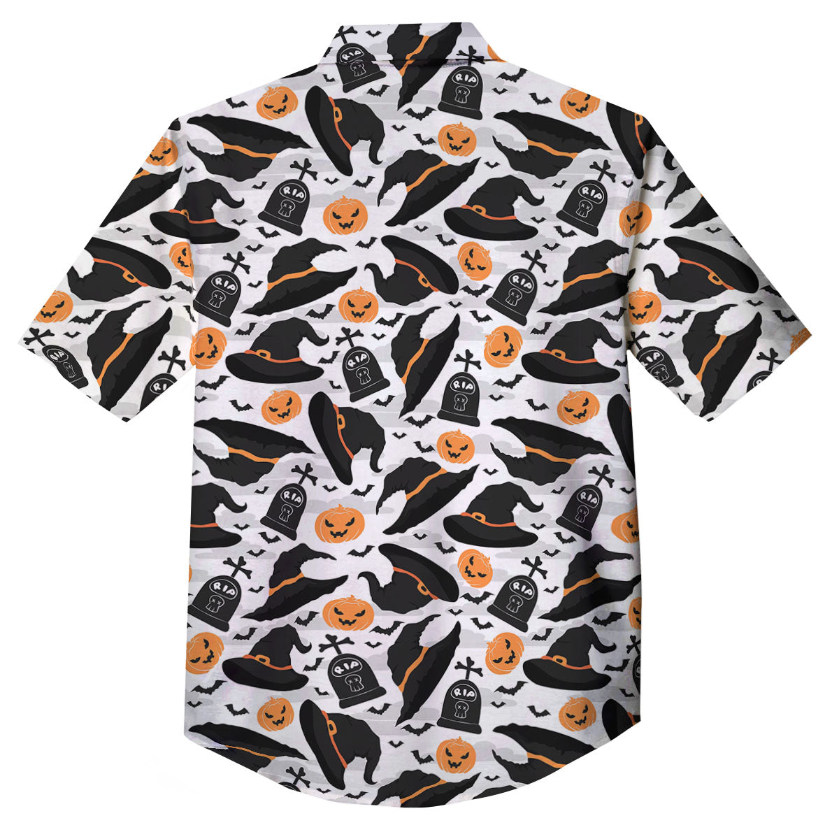 Pumpkin Witch Halloween Print Pattern Button Up Shirt-grizzshop