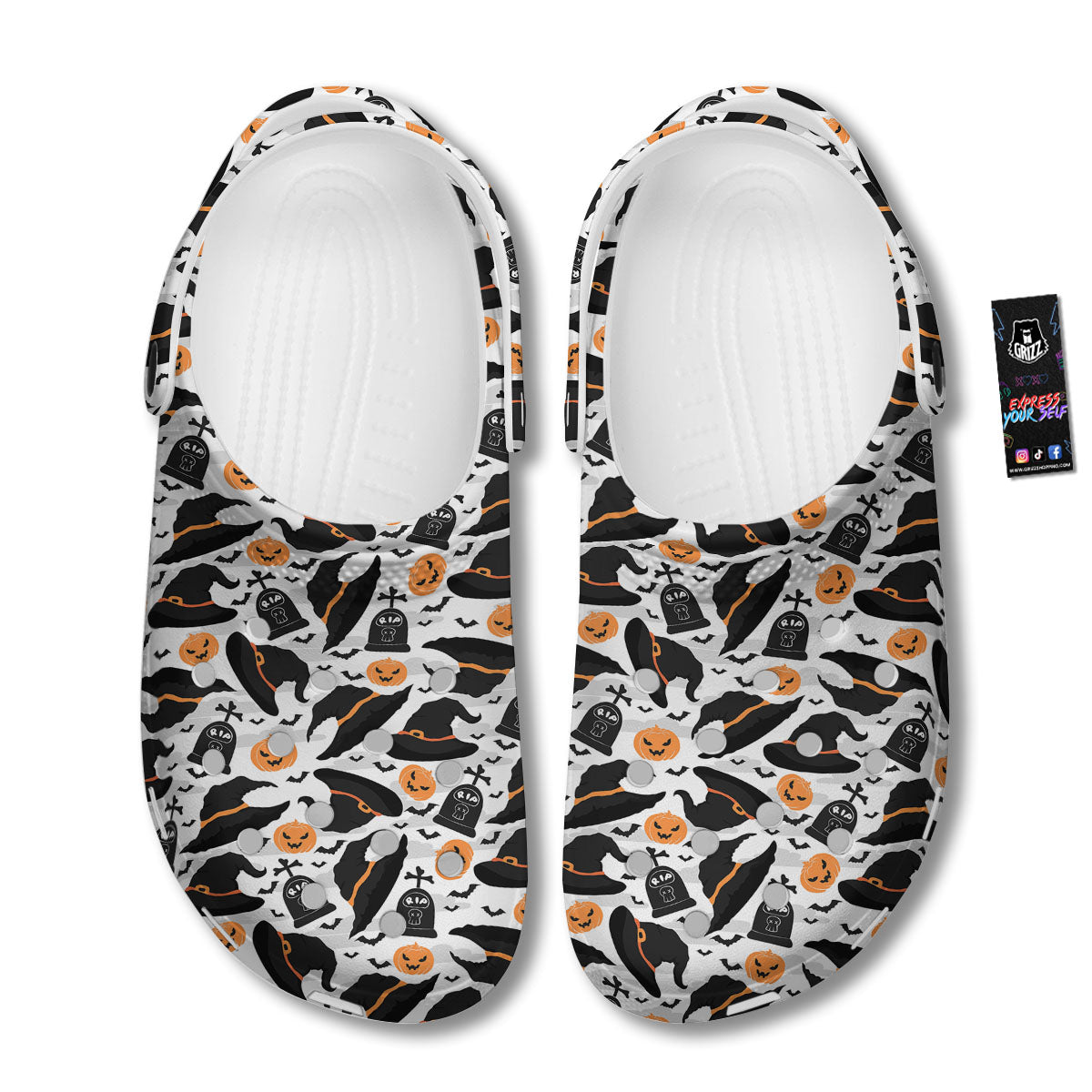 Pumpkin Witch Halloween Print Pattern Clog-grizzshop