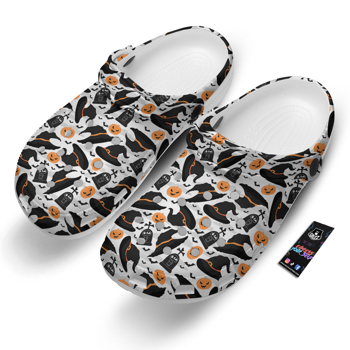 Pumpkin Witch Halloween Print Pattern Clog-grizzshop