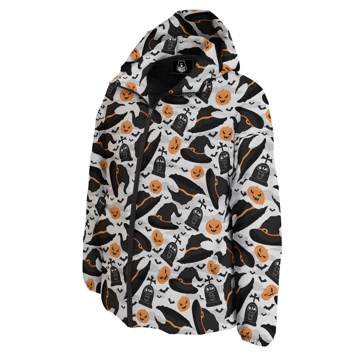 Pumpkin Witch Halloween Print Pattern Down Jacket-grizzshop