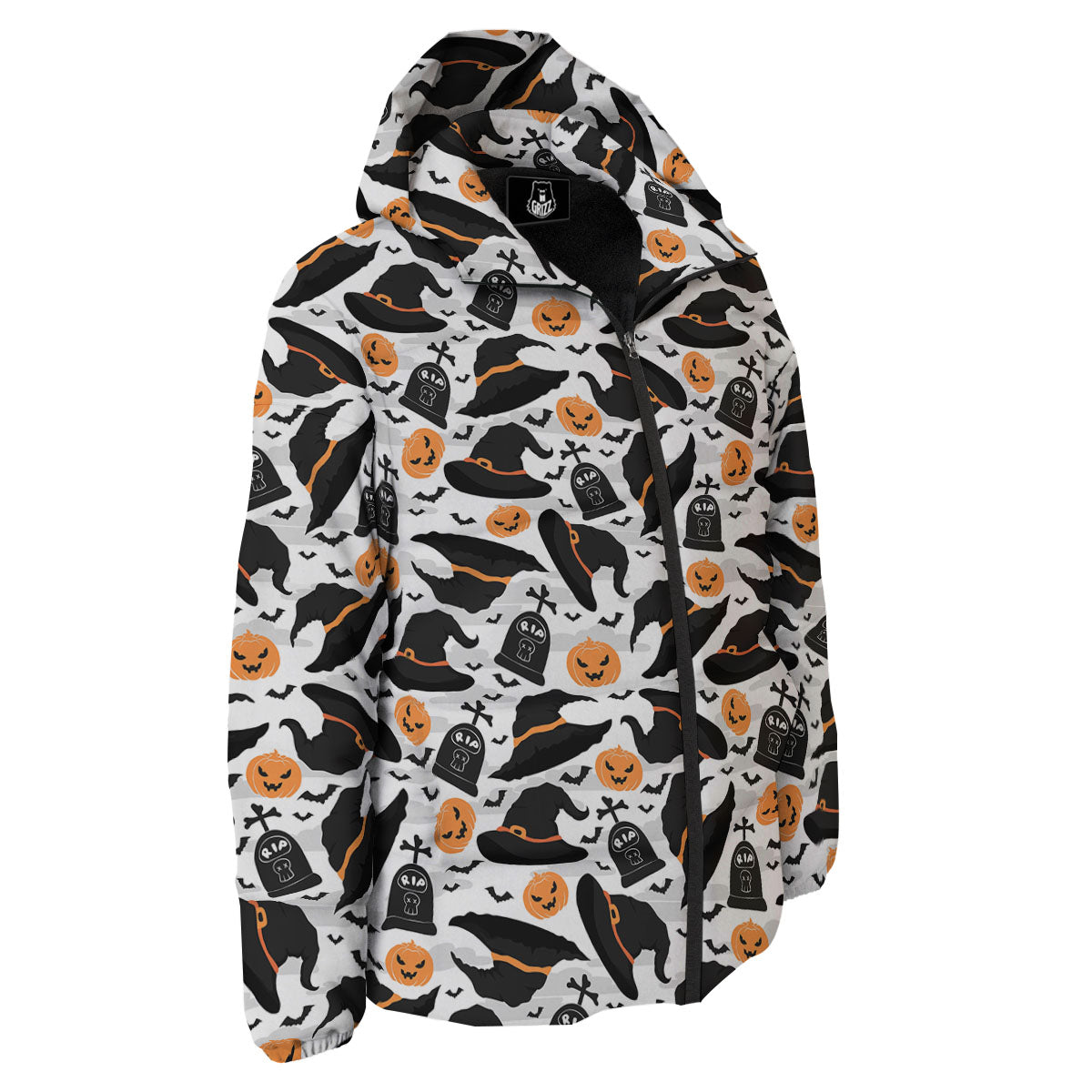Pumpkin Witch Halloween Print Pattern Down Jacket-grizzshop