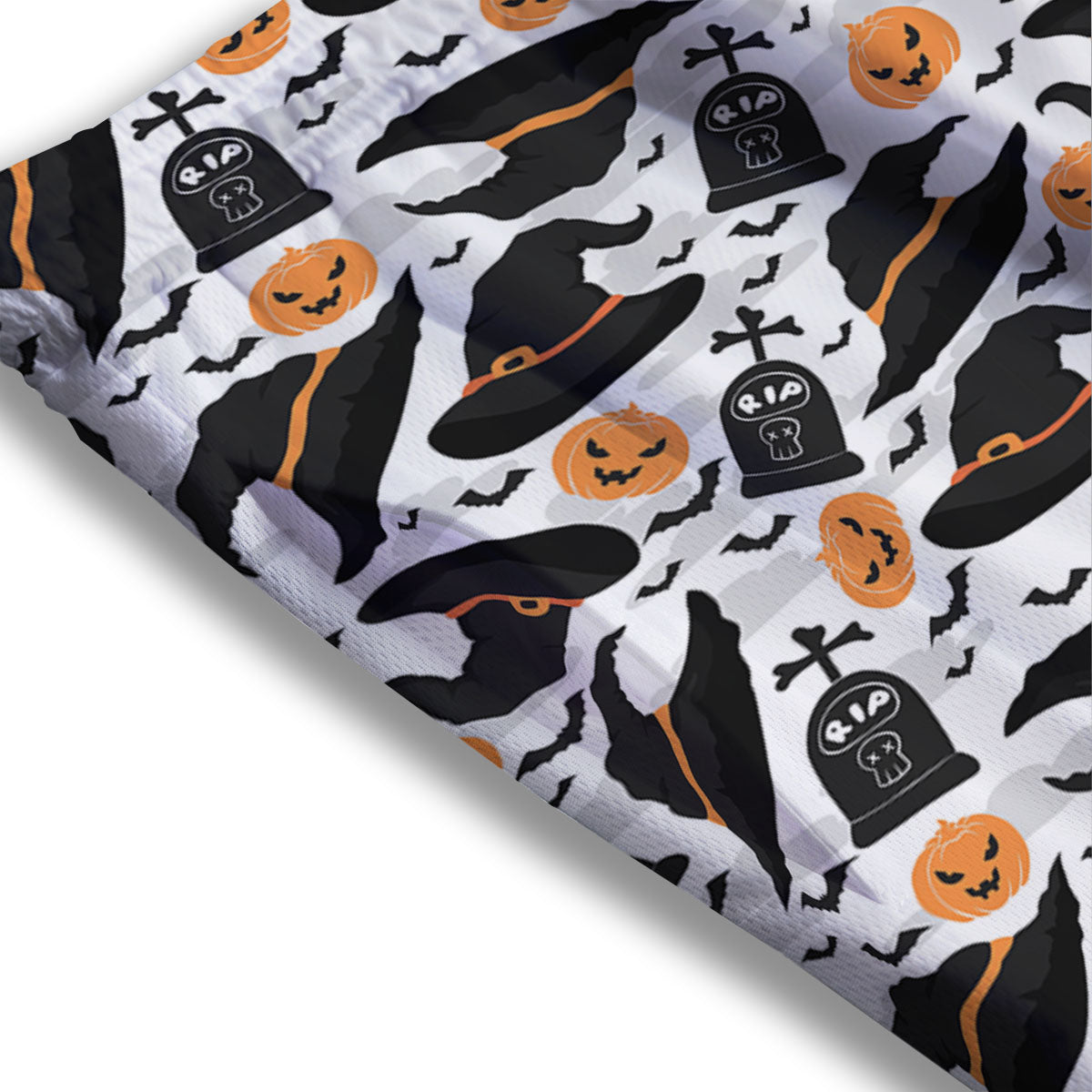Pumpkin Witch Halloween Print Pattern Mesh Shorts