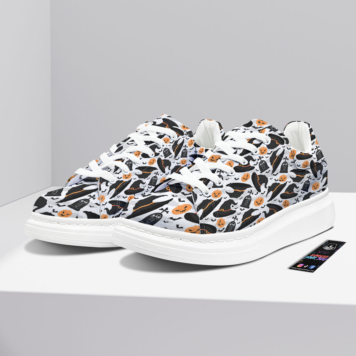Pumpkin Witch Halloween Print Pattern Platform Shoes-grizzshop