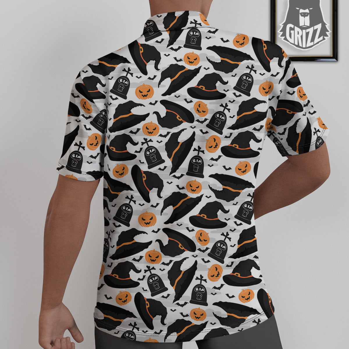 Pumpkin Witch Halloween Print Pattern Untucked Shirts-grizzshop