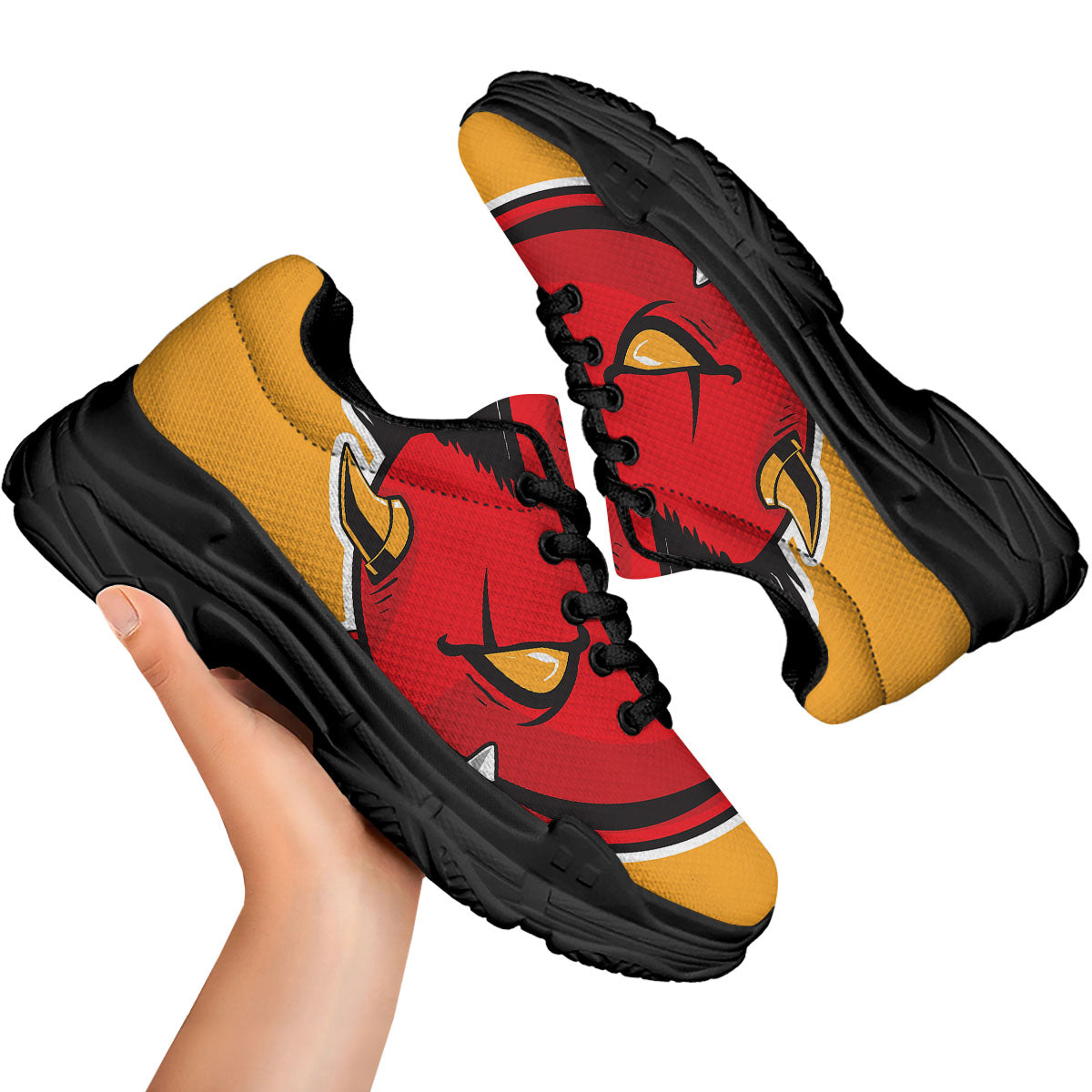 Punk Devil Mohawk Print Black Chunky Shoes-grizzshop